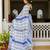 White -blue color printed georgette readymade saree with un-stitch blouse