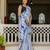 White -blue color printed georgette readymade saree with un-stitch blouse