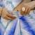 White -blue color printed georgette readymade saree with un-stitch blouse