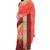 Coral pink & maroon zari saree