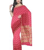 Pink floral zari woven saree