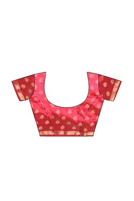 Pink floral zari woven saree 5