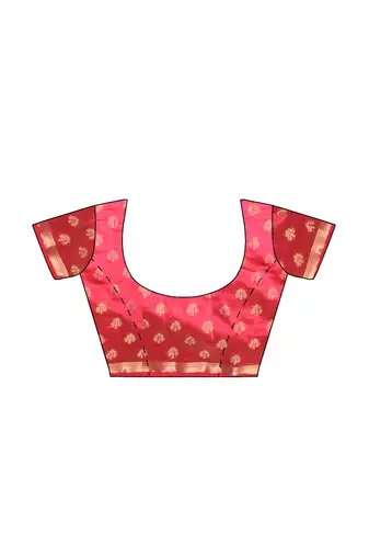 Pink floral zari woven saree