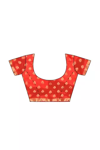 Bright red floral zari saree
