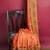 Peach orange zari border saree