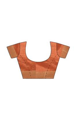 Peach orange zari border saree 5