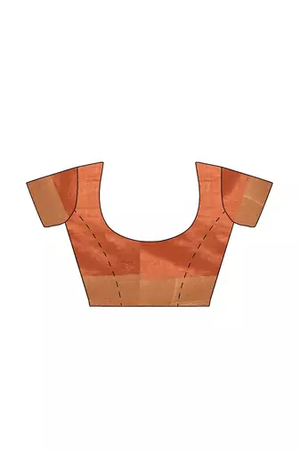 Peach orange zari border saree