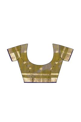 Olive green zari weave saree 5
