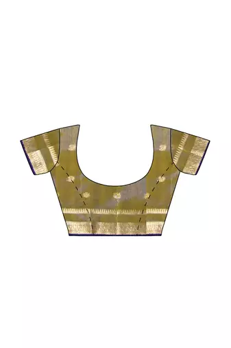 Olive green zari weave saree
