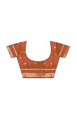 Rust orange zari border saree 5