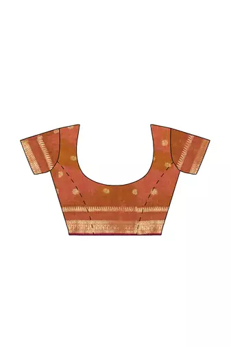 Rust orange zari border saree