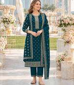 Emerald fox georgette semi stitched suit with embroidery & sequence work