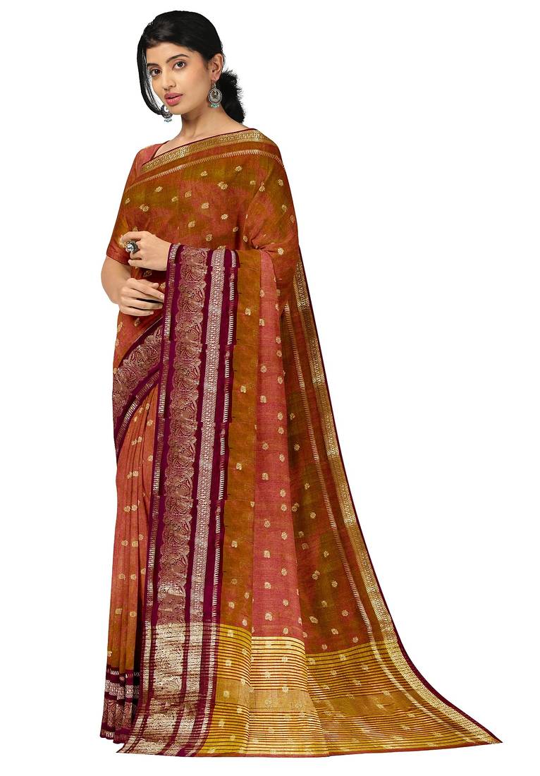 Dusty rose zari saree