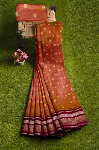 Dusty rose zari saree