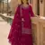 D red faux georgette semi stitched suit with embroidery work