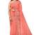 Coral pink embroidered saree