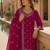 D red faux georgette semi stitched suit with embroidery work