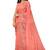 Coral pink embroidered saree