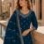 Teal faux georgette semi stitched suit with embroidery work