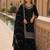 Black faux georgette semi stitched suit with embroidery work