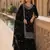 Black faux georgette semi stitched suit with embroidery work