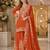 Orange chinon semi stitched suit with embridery & sequence work