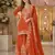 Orange chinon semi stitched suit with embridery & sequence work