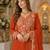 Orange chinon semi stitched suit with embridery & sequence work