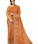 Pastel sage green embroidered saree