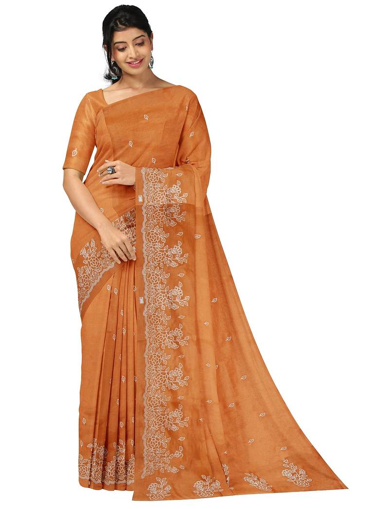 Pastel sage green embroidered saree