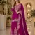 Red chinon semi stitched suit with embridery & sequence work