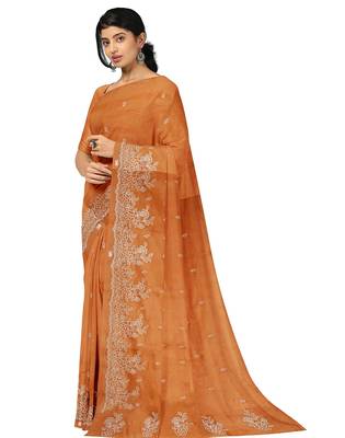 Rust embroidered saree 2