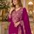 Red chinon semi stitched suit with embridery & sequence work