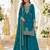 Teal blue faux georgette semi stitched suit with embroidery & sequence work