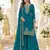 Teal blue faux georgette semi stitched suit with embroidery & sequence work