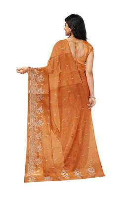 Rust embroidered saree 3