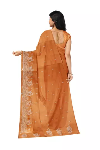 Pastel sage green embroidered saree