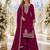 Red faux georgette semi stitched suit with embroidery & sequence work