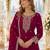Red faux georgette semi stitched suit with embroidery & sequence work