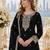 Black faux georgette semi stitched suit with embroidery & sequence work