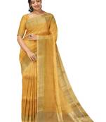 Mustard gold checked saree