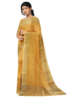 Mustard gold checked saree 2
