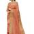Peach gold checked saree
