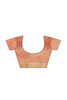 Peach gold checked saree 5