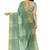 Sea green gold checked saree