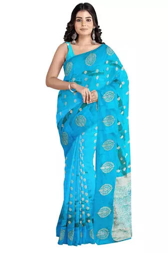 Sky blue printed saree