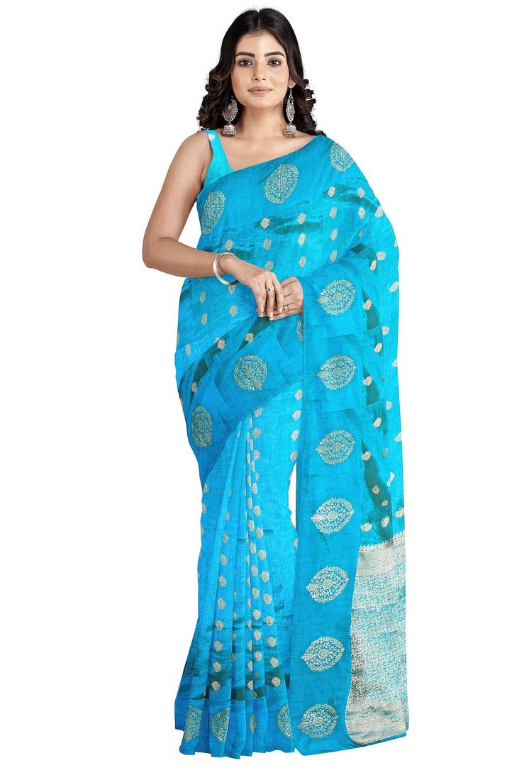 Sky blue printed saree