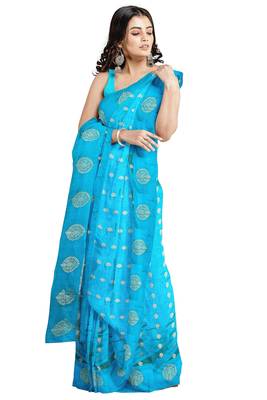 Sky blue printed saree 2
