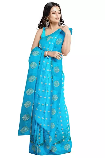 Sky blue printed saree