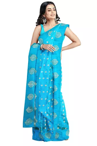 Sky blue printed saree